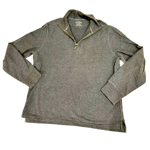 Men’s J Crew 100% cotton charcoal Gray 1/4 zip sweatshirt authentic jersey large - Picture 3 of 6